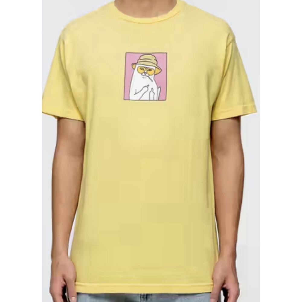 RIPNDIP Nermal S. Thompson 100% Cotton Graphic Tshirt Yellow S Cat Fear Loathing